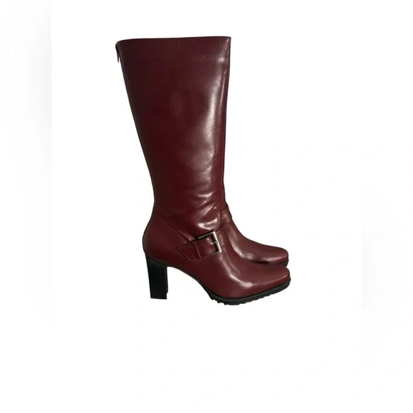 Franco Sarto Burgundy Heeled Boots - Picture 2 of 9